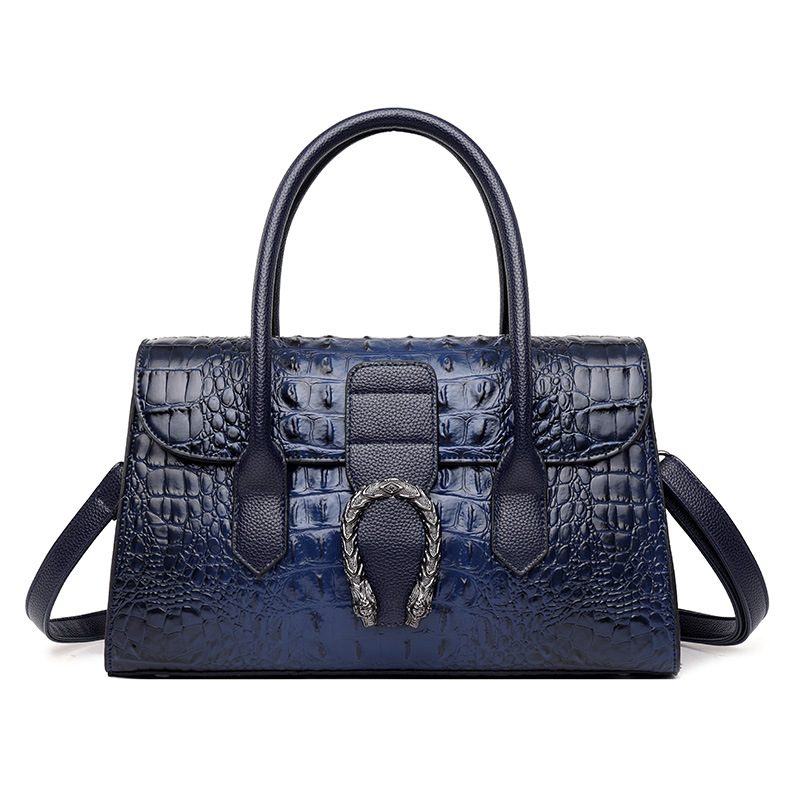 New Fashion Top Leather Crocodile Textured Tote