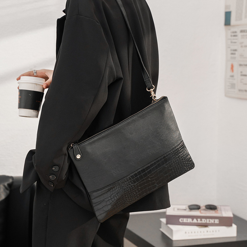 Crocodile Fashion Men's Shoulder Diagonal File Bag