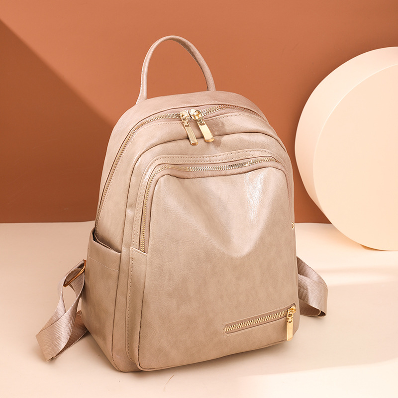 Women's Double Shoulder Simple Leather Bag