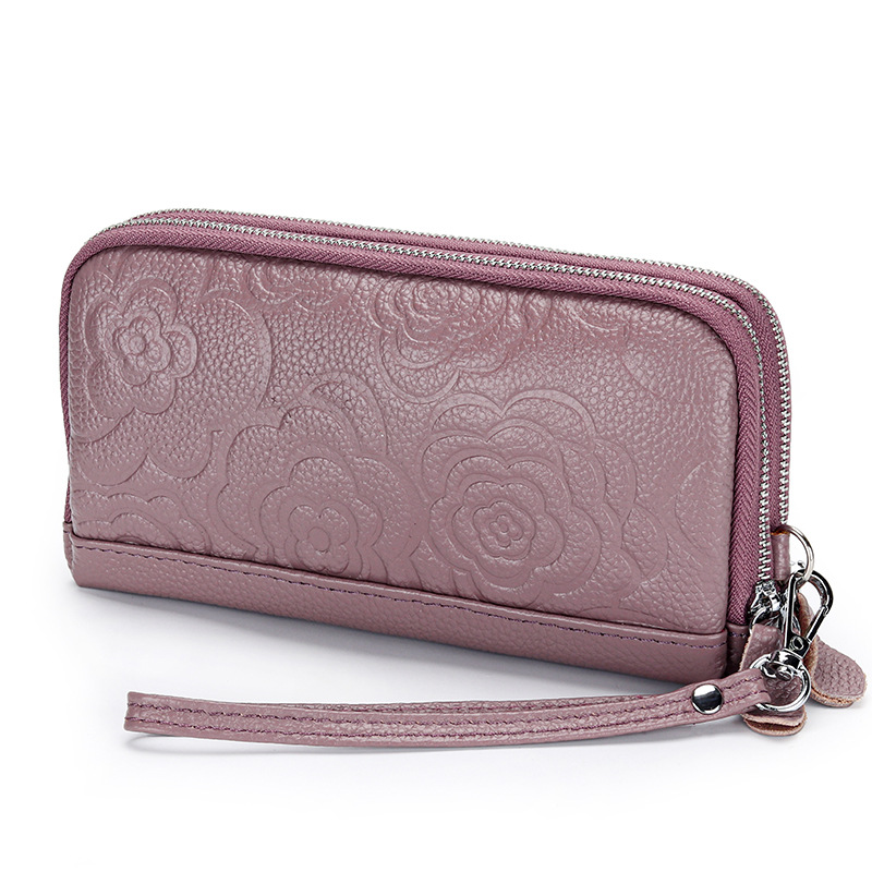 Women's Leather High Capacity Double Zip Long Wallet