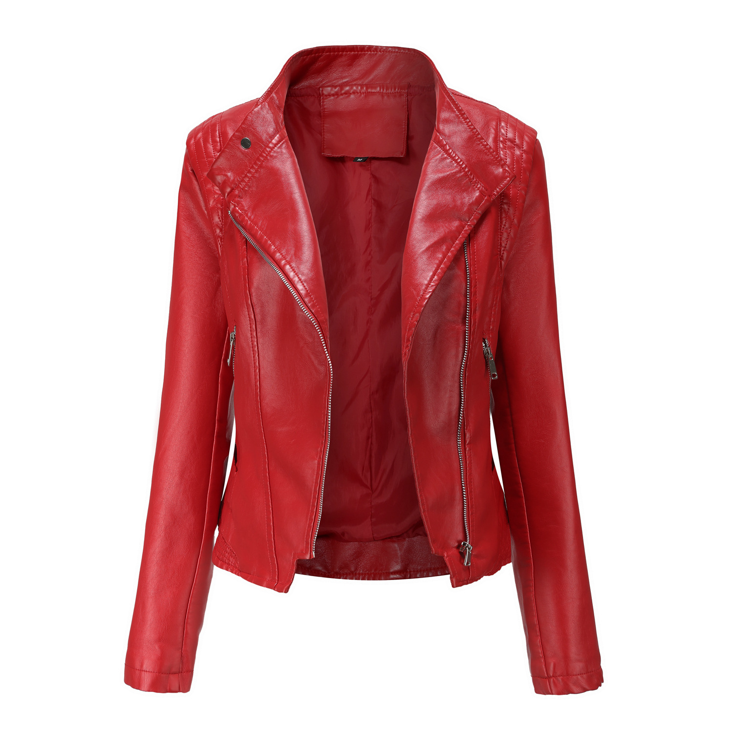 Ladies' Slim Leather With Lapel