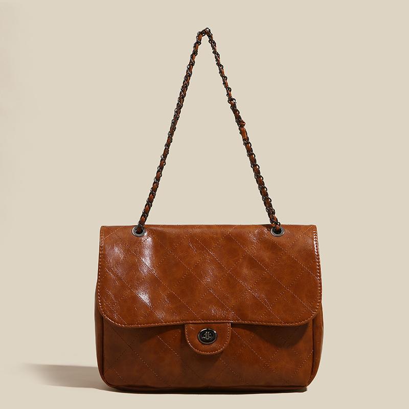 Women's Bag Diamond Chain Stray Bag Retro Large Capacity Commuter Messenger Bag Shoulder Underarm Bag