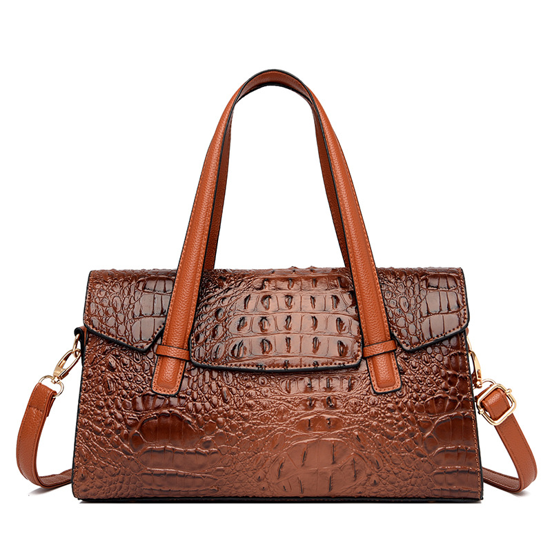 Ladies Fashion Crocodile Large Shoulder Crossbody Tote
