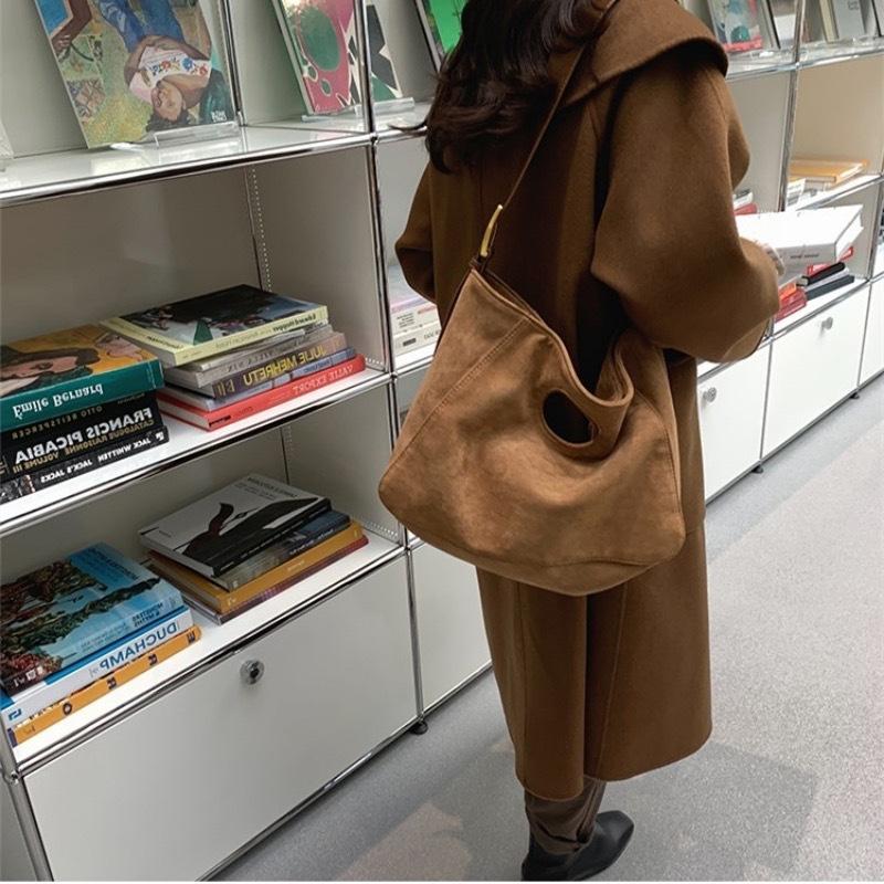 Suede Armpit Bag Women's Handbag Simple Baguette Retro Shoulder Messenger Bag