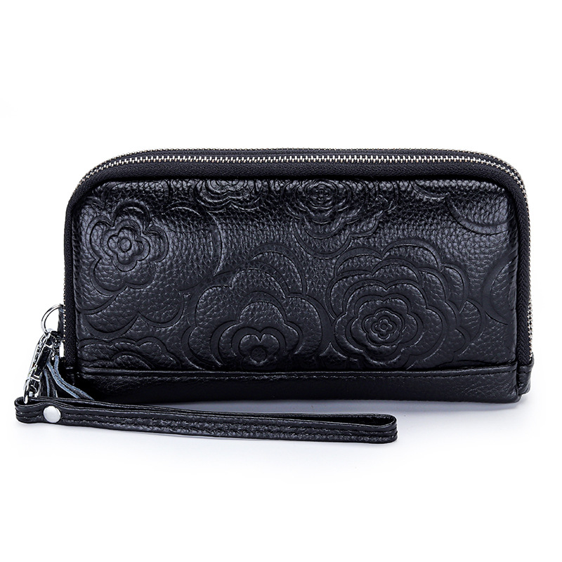 Women's Leather High Capacity Double Zip Long Wallet