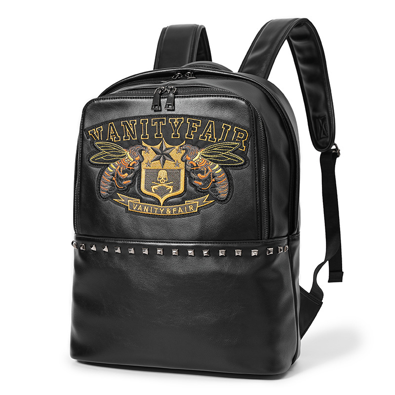 Embroidered Pattern Rivet Men's Backpack