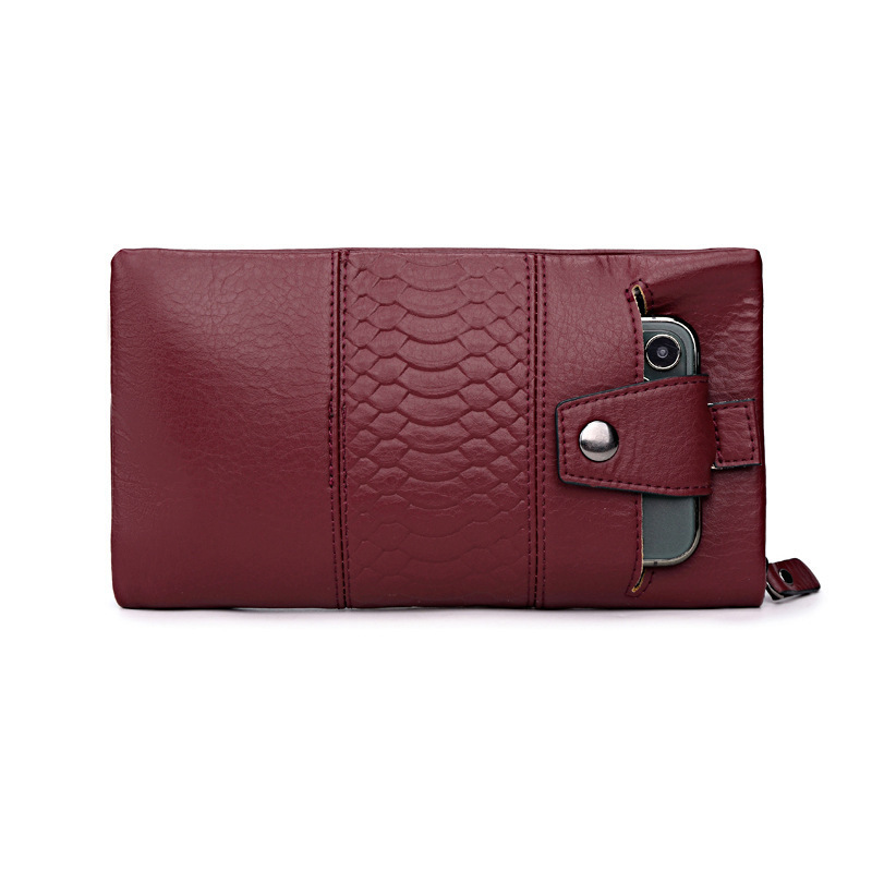 Soft Leather Zipper Long Wallet Multifunctional Retro Ladies Clutch