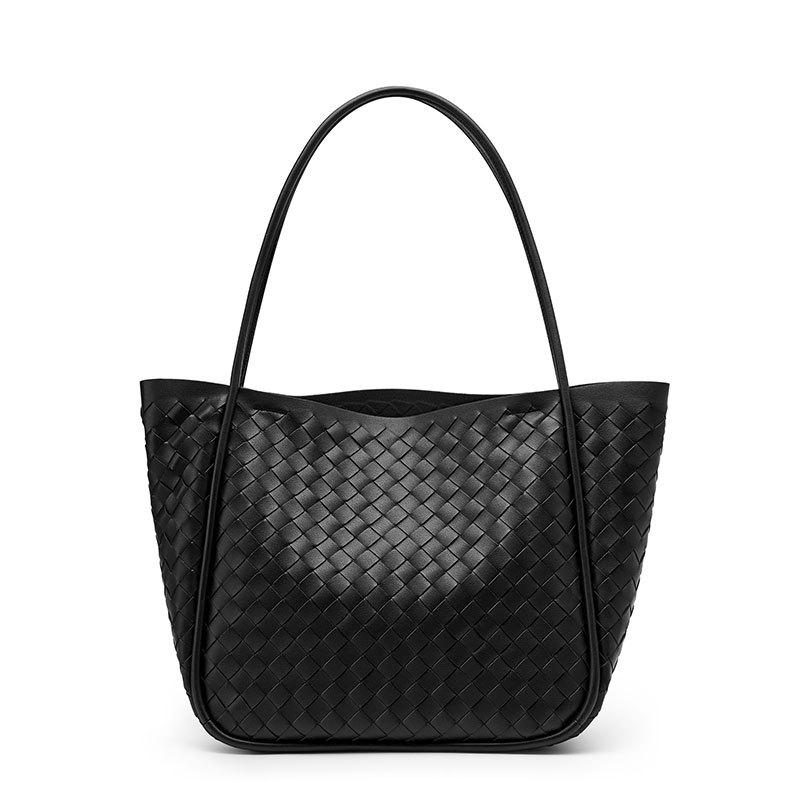 Leather Woven Single Shoulder Large Tote Bag
