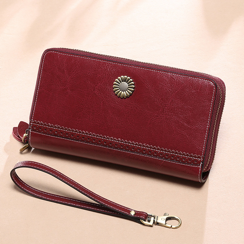 Leather Ladies Wallet Long Double Zip