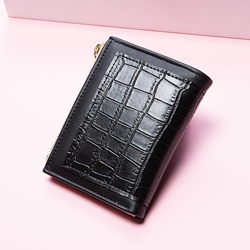 Fashion Women's Small Wallet Short Zipper Folding Stone Pattern Women's Wallet