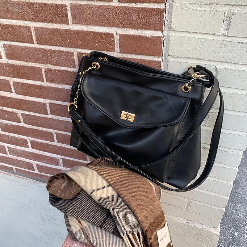 New Fashion Large Capacity Simple Retro Satchel Joker Shoulder Crossbody Bag Ladies Bag