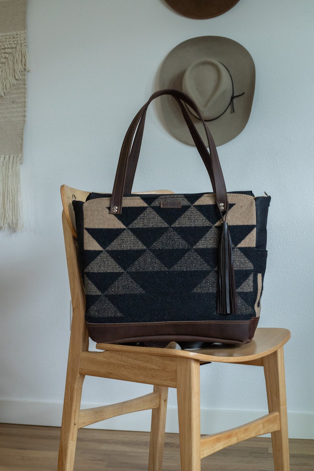 UNISEX DIAPER BAG LARGE TOTE IN GEOMETRIC THUNDERBIRD