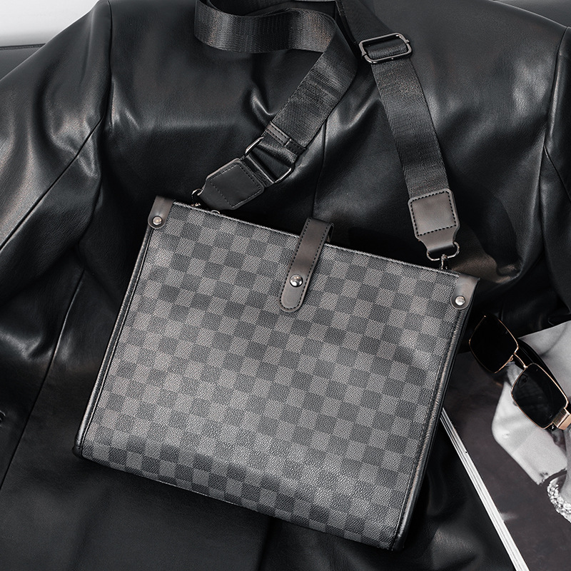 2023 New Men's Check Commuter Shoulder Crossbody Bag