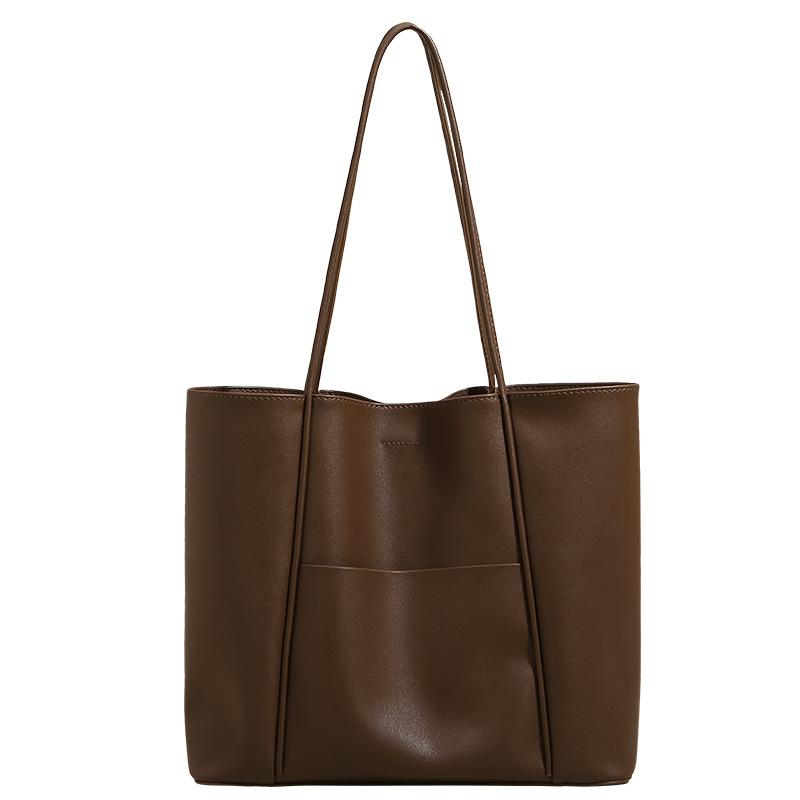 Tote Bag Women's Single Shoulder Large Capacity Soft Leather Bag Commuter Women's Bag Student Schoolbag