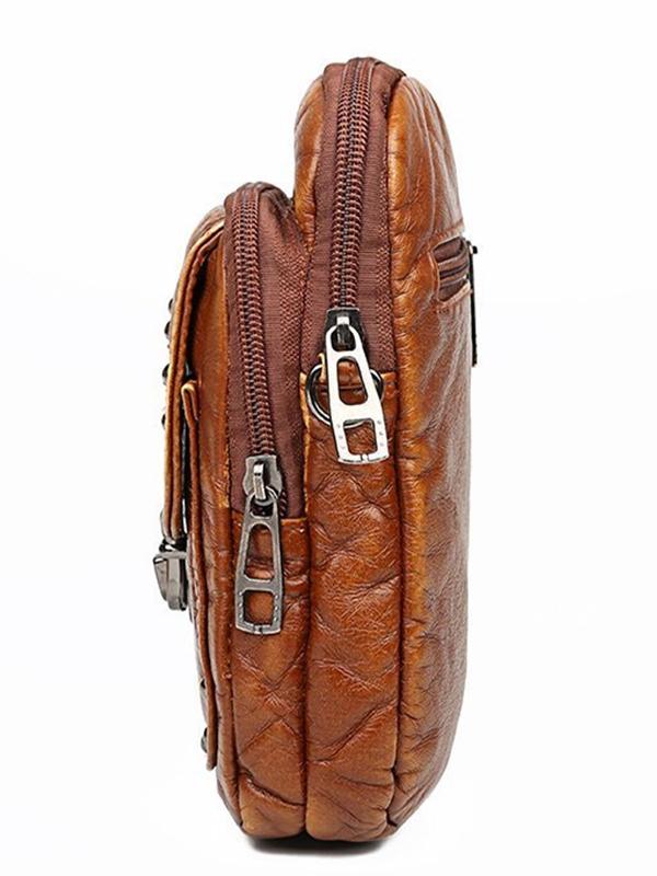 STUDDED WASHED LEATHER MINI CROSSBODY BAG