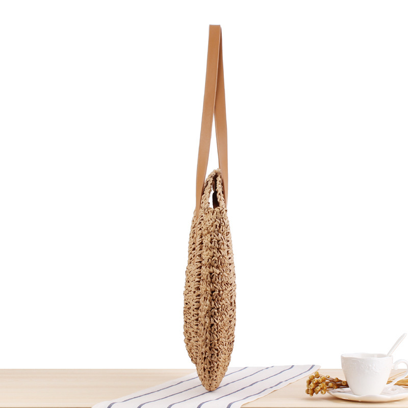 Simple Hollow Round Shoulder Straw Woven Bag