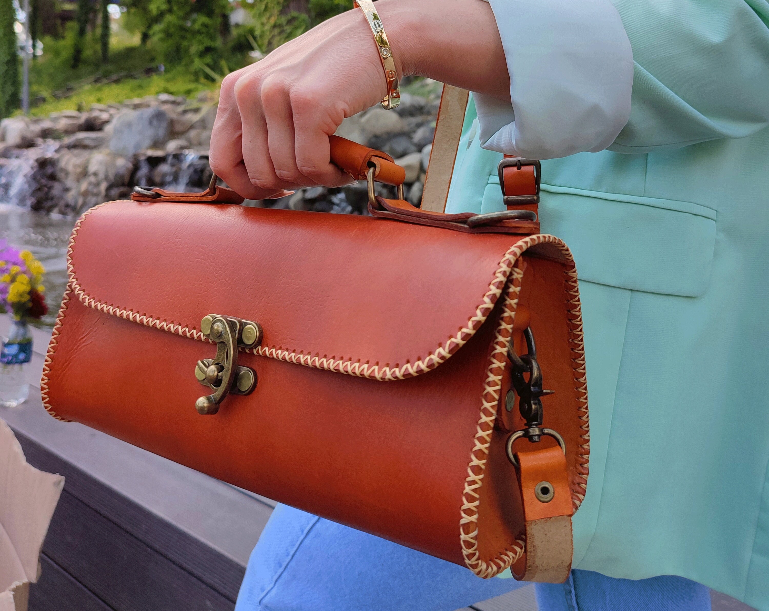 Handmade Leather Handbag, Small Leather Purse for Women