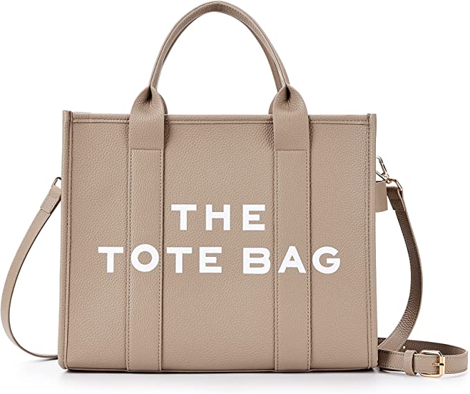 The Tote Bag for Women, Leather Tote Bag with Zipper Sturdy Tote Purse Crossbody Hand Bag