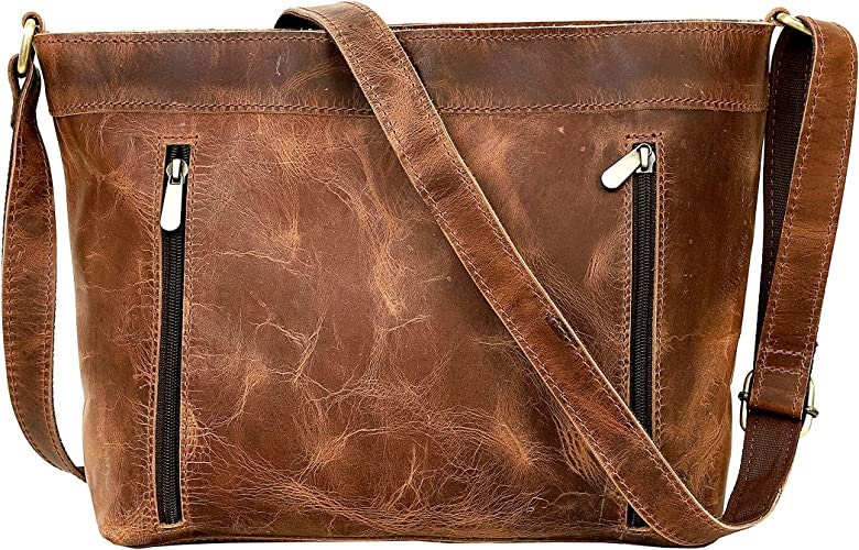 Concealed Carry Delaney Distressed Leather Crossbody Bags for Women