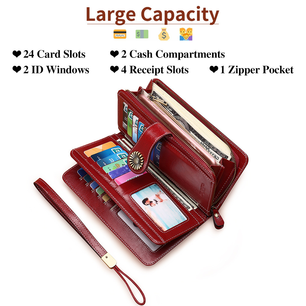 Long Zip Leather Ladies Wallet