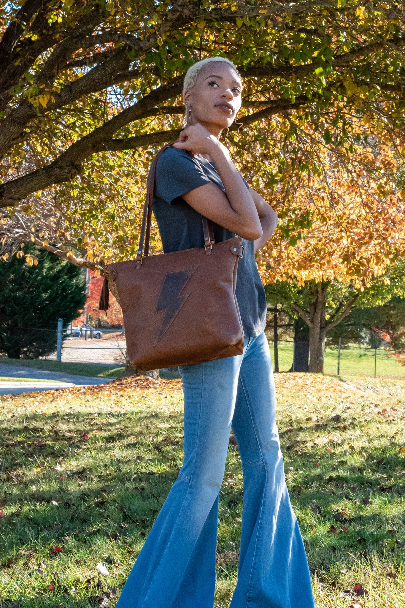 Classic Leather Botanical Tote Bag | Handmade Leather Purse | Large Leather Handbag | The Tall Tote Botanical