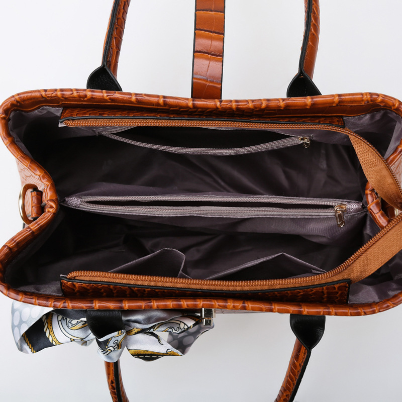 Fashion Crocodile Large Shoulder Crossbody Tote Mom Bag