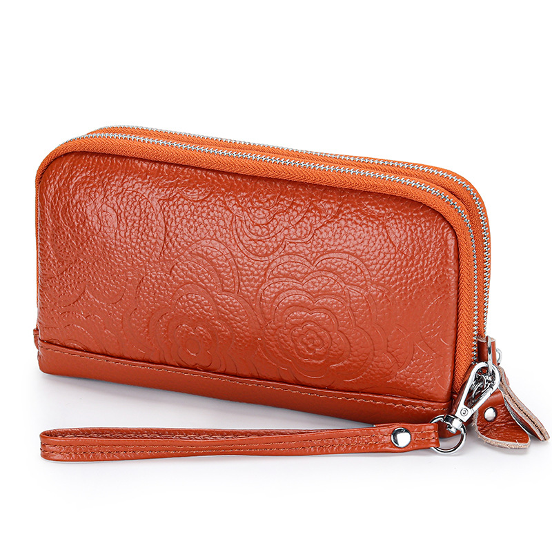 Women's Leather High Capacity Double Zip Long Wallet
