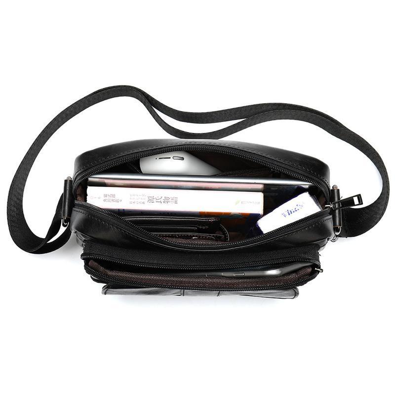 Classic Men's Crossbody Bag Leather Casual Mini Shoulder Bag
