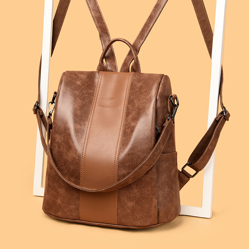 Soft Leather Backpack Large-capacity Simple Backpack