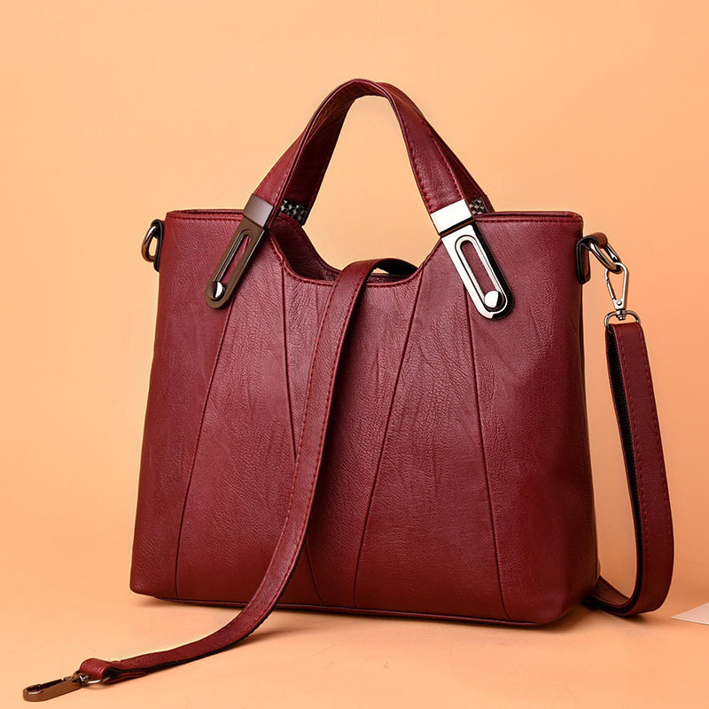 Soft Leather Large Shoulder Crossbody Tote
