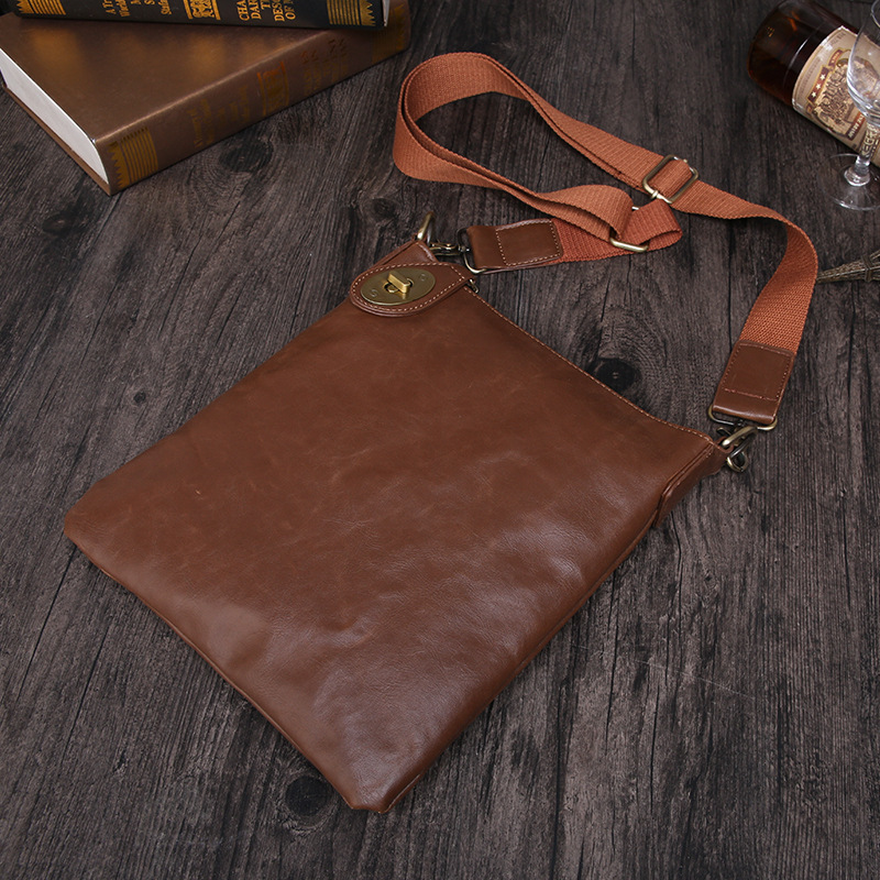 New Korean Fashion Simple Retro Shoulder Slung Men's Leather Bag