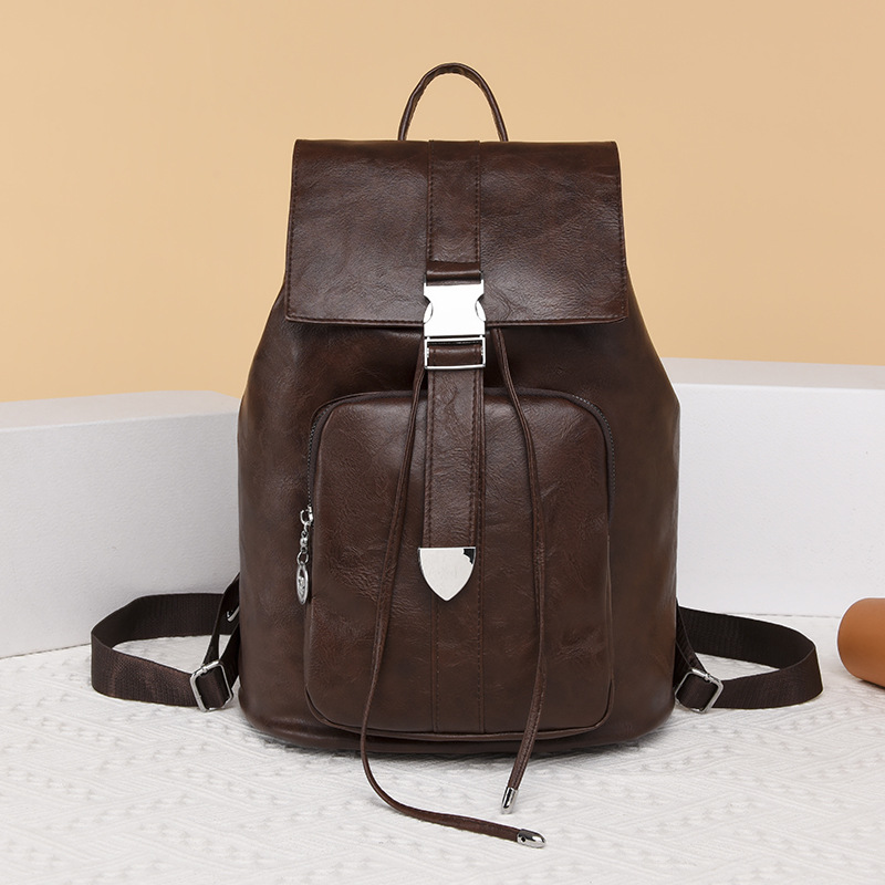Soft Leather Double Shoulder Casual Simple Bag