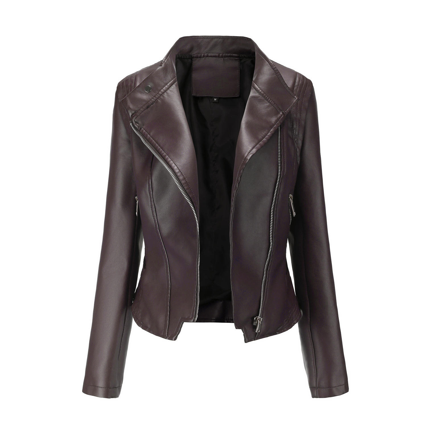 Ladies' Slim Leather With Lapel