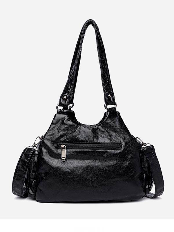 Heart Studded High Capacity Washed Leather Bag