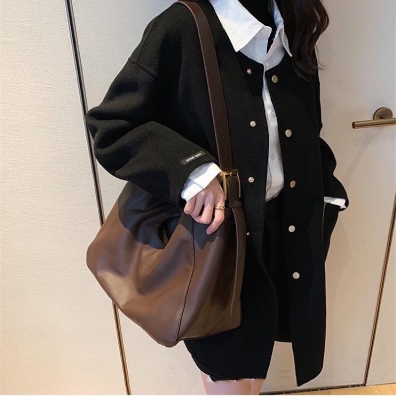 Suede Armpit Bag Women's Handbag Simple Baguette Retro Shoulder Messenger Bag