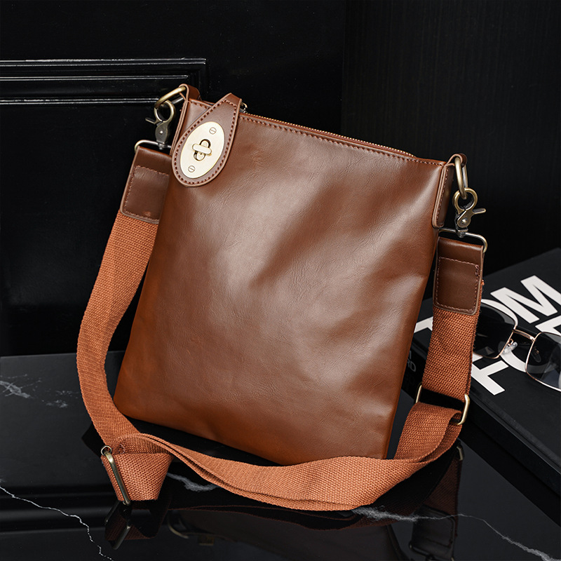 New Korean Fashion Simple Retro Shoulder Slung Men's Leather Bag