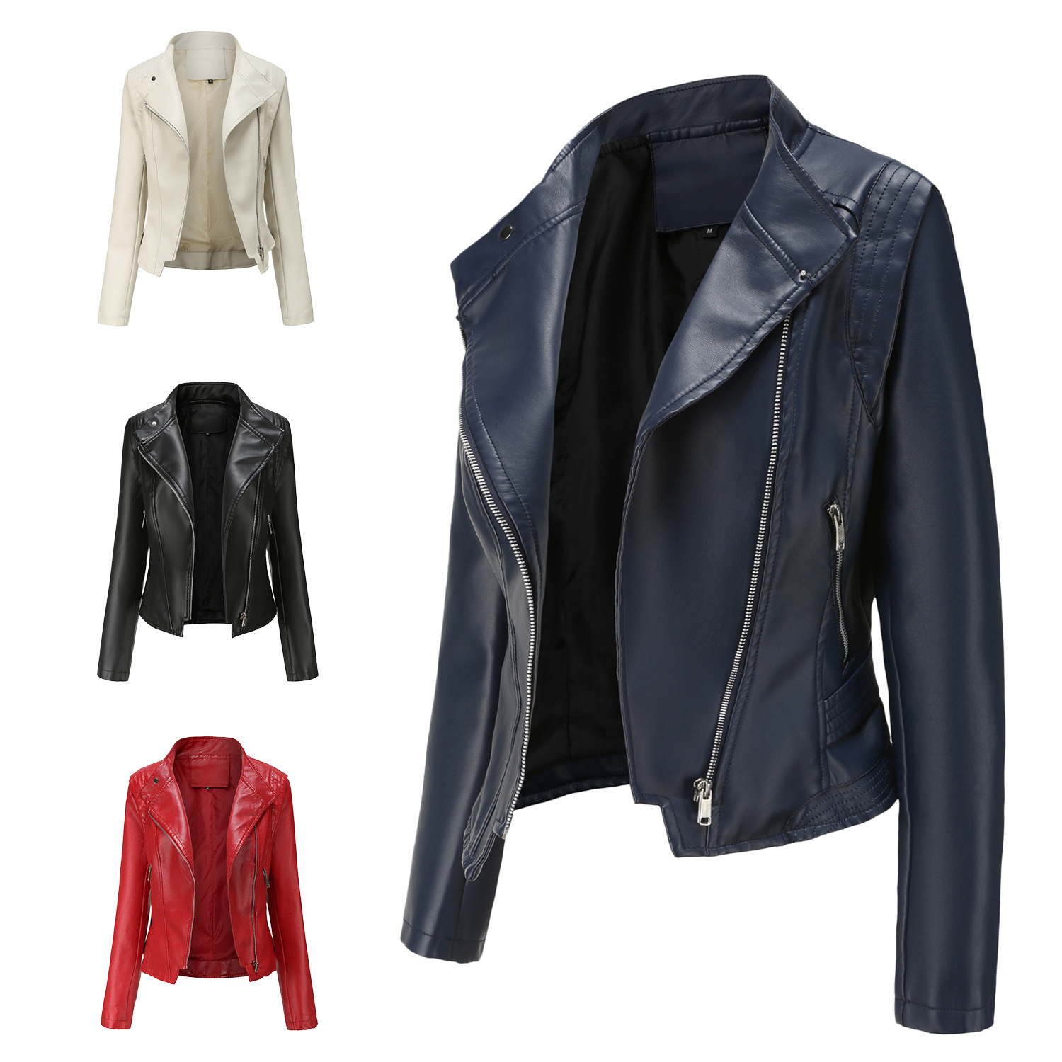 Ladies' Slim Leather With Lapel