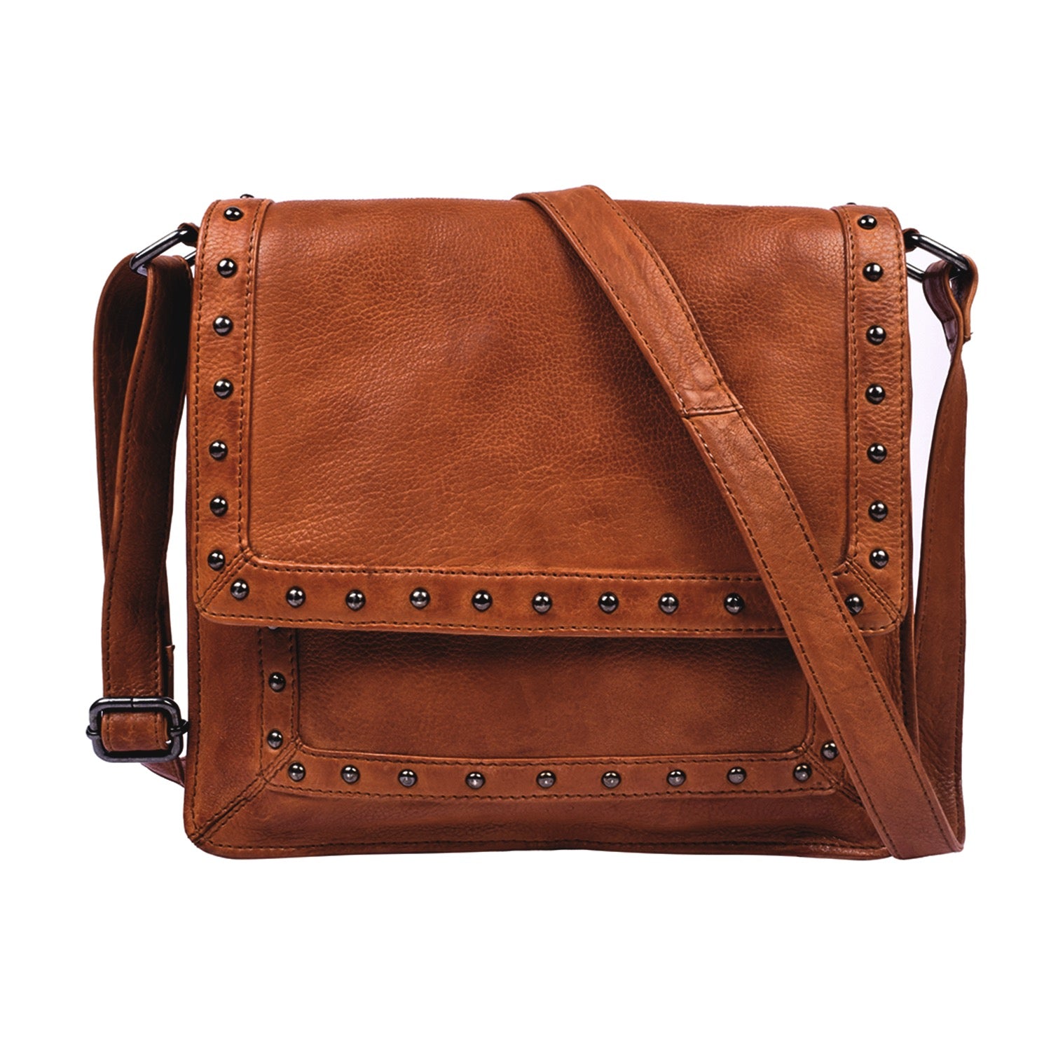 Cognac Monroe Leather Concealed Carry Crossbody Purse