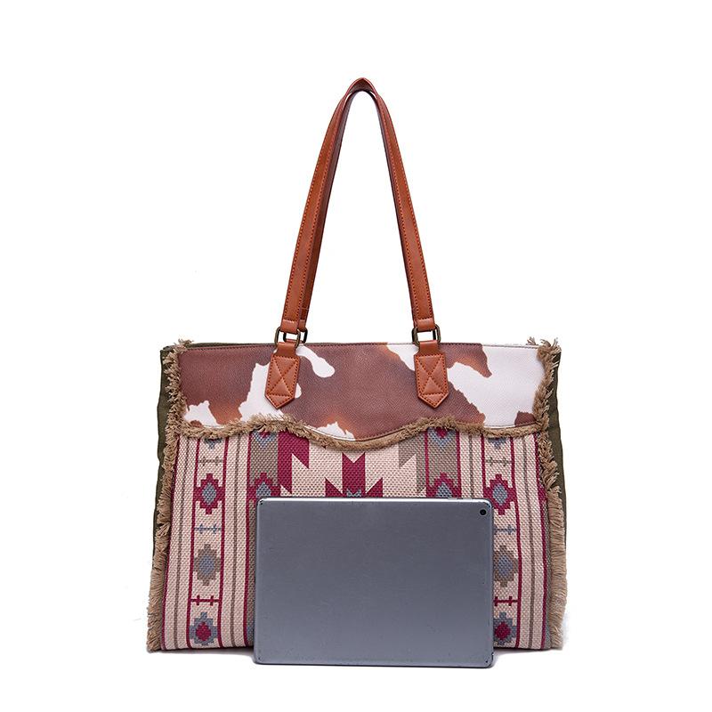 Retro canvas cotton and linen one shoulder oblique computer bag