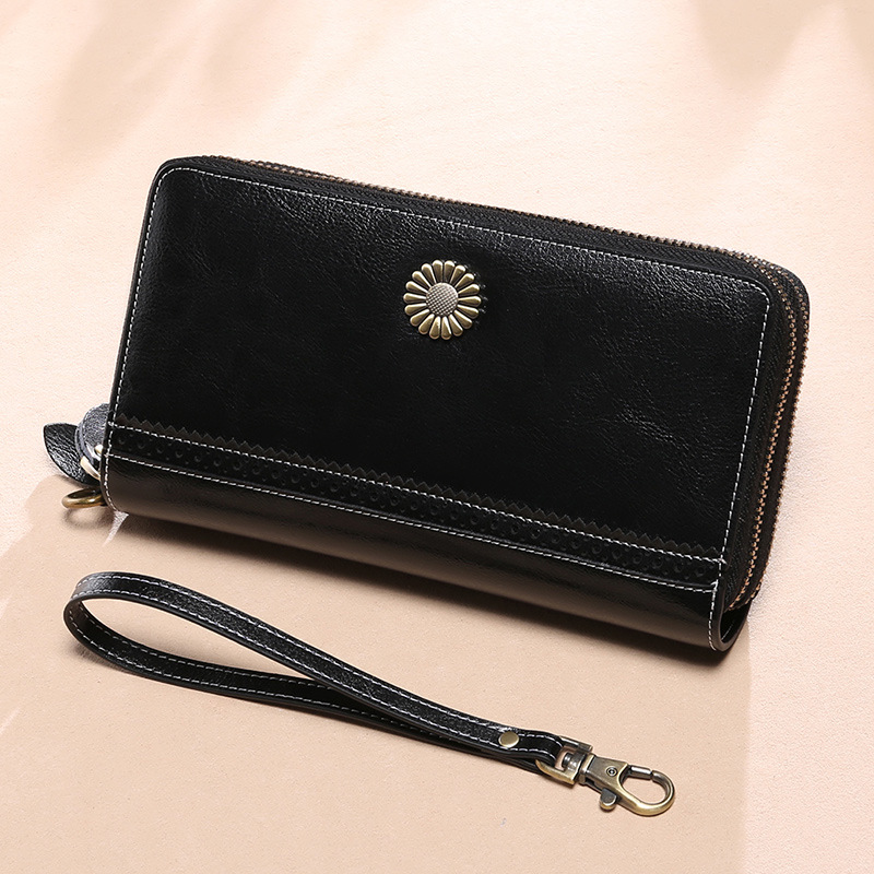 Leather Ladies Wallet Long Double Zip