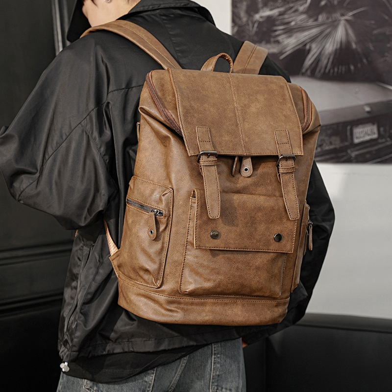 Men's High-capacity Korean Version Of Casual Retro Flip Outdoor Travel Backpack