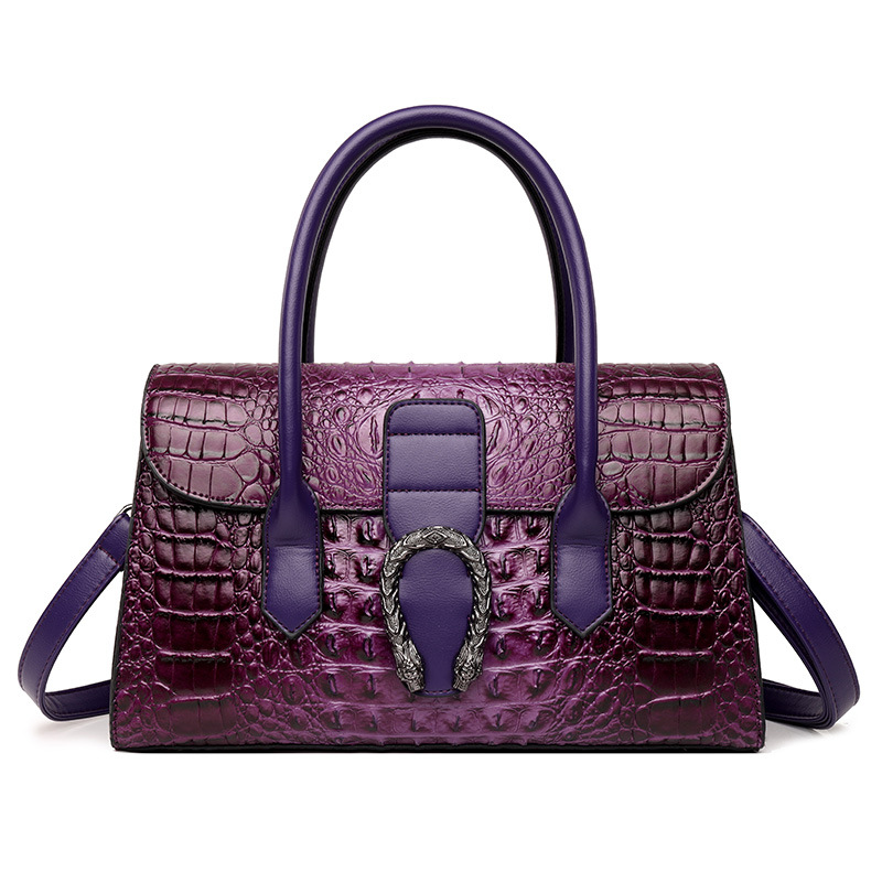 New Fashion Top Leather Crocodile Textured Tote