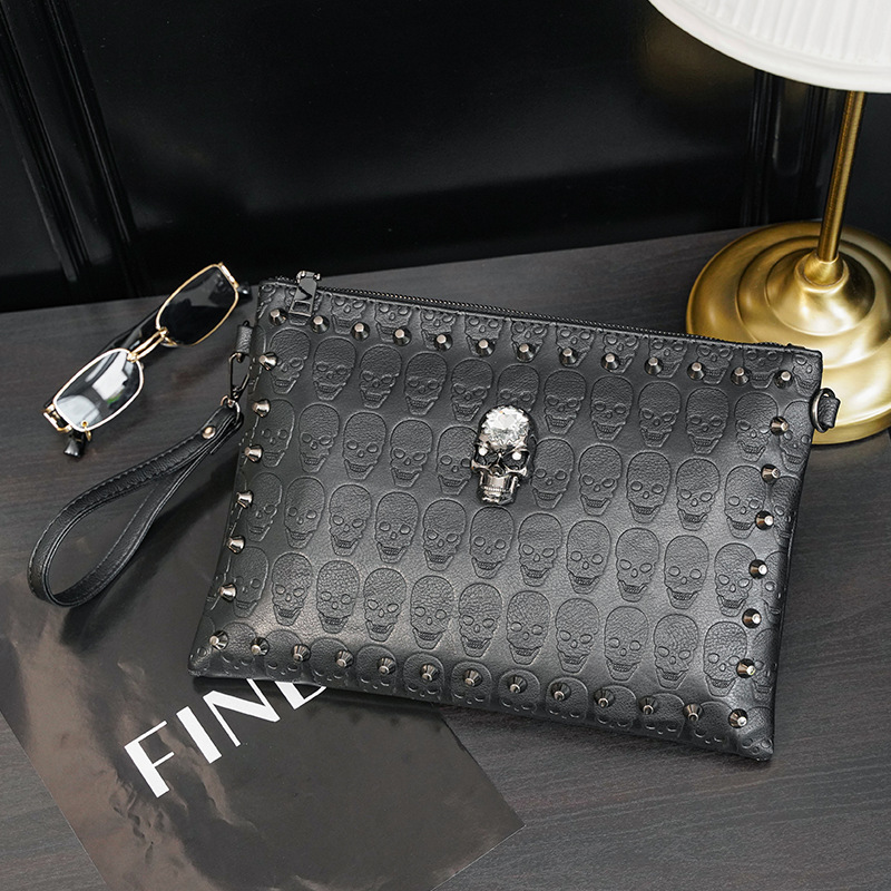 New Korean Fashion Rivet Skull Clutch For Men And Women