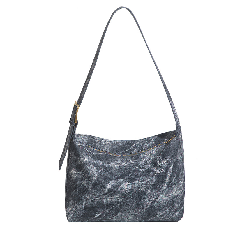 2023 Fashion Tie-dye Trend Blinding Denim Large Capacity Tote Shoulder Bag