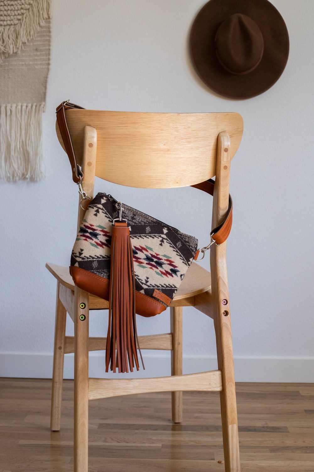 HIP  SLING BAG IN SPIRIT OF THE PEOPLE + COGNAC LEATHER