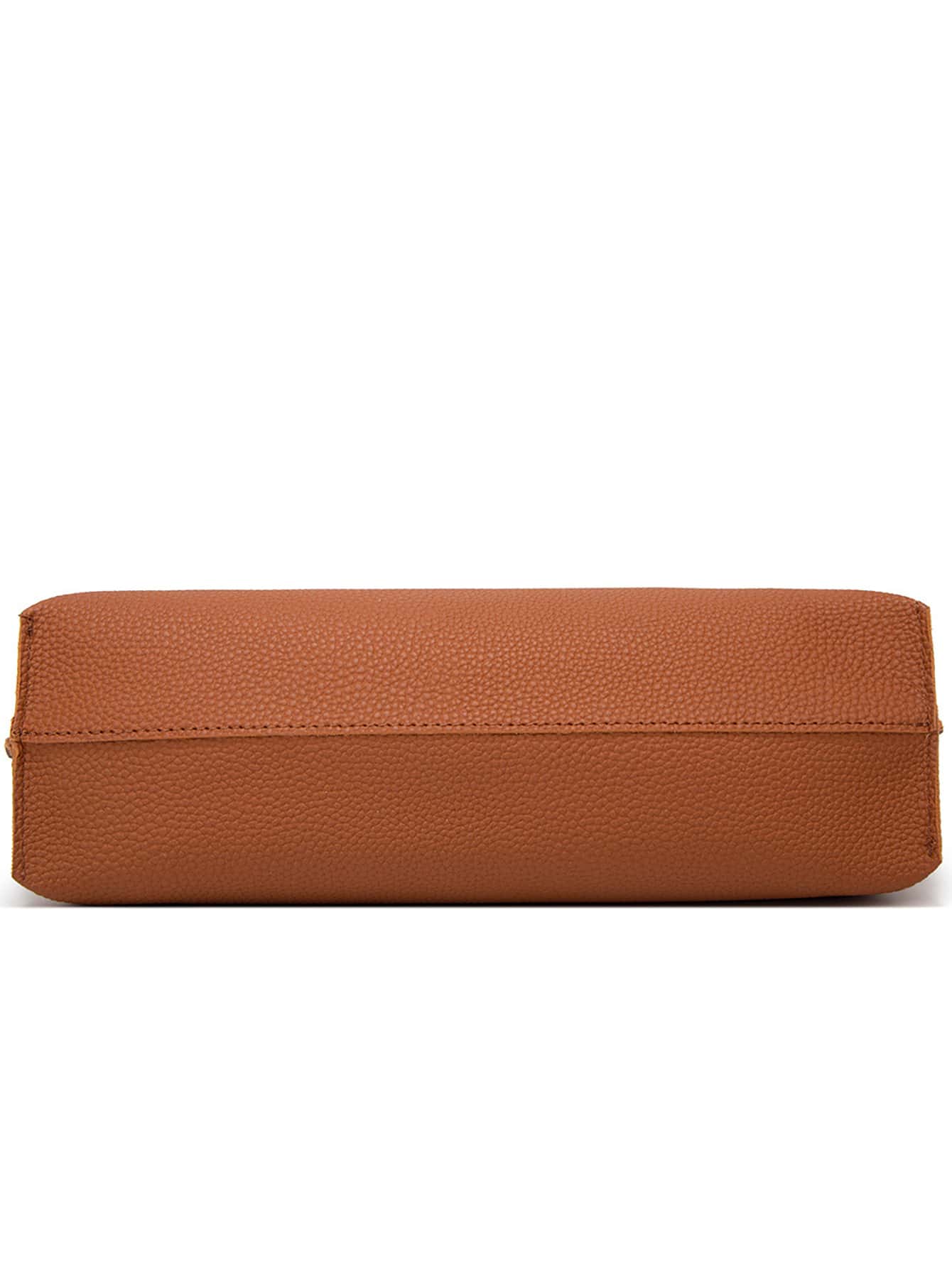 Pebble-embossed fringed shoulder tote bag