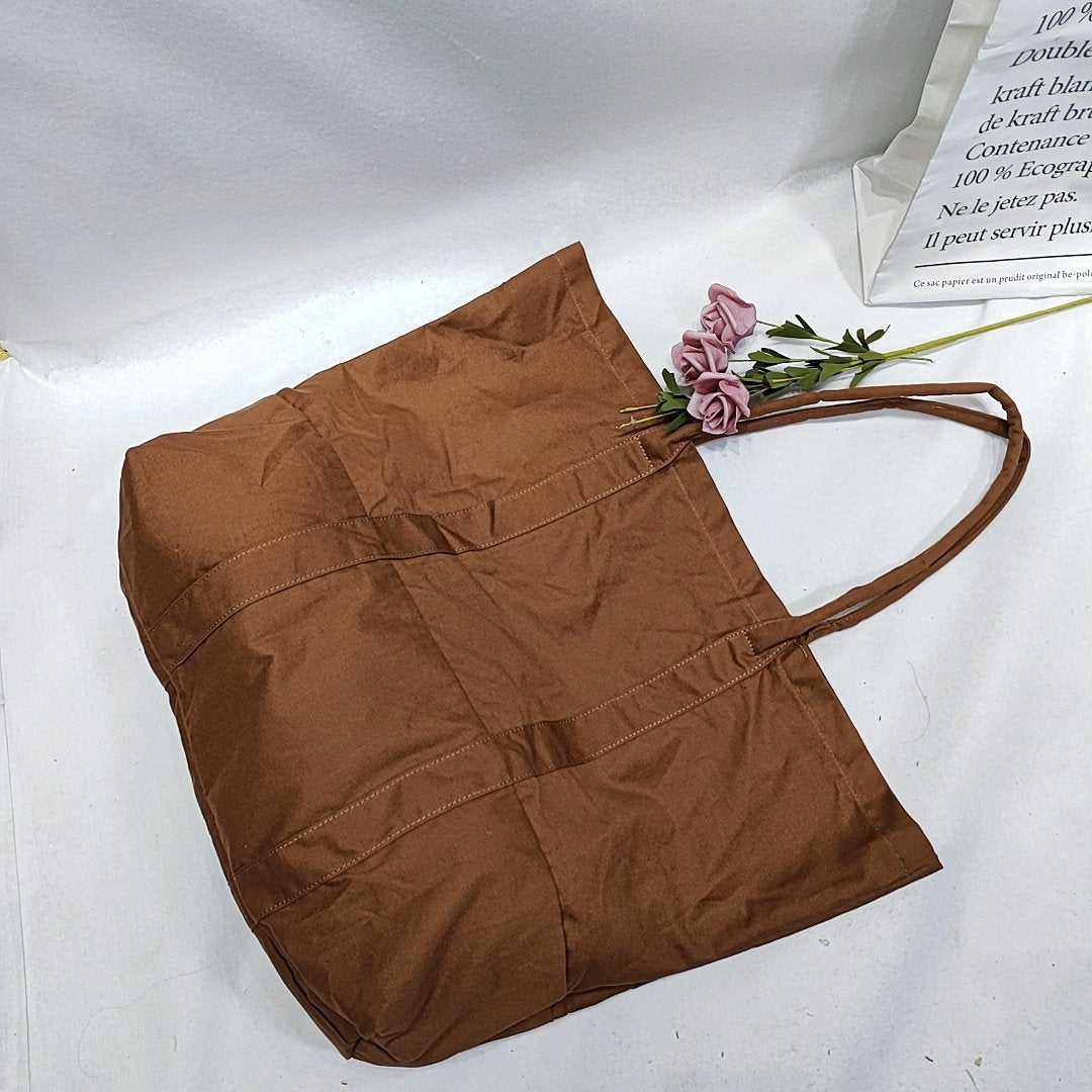 2022 New Retro Canvas Portable Large Capacity Linen Brown Shopping Bag Ladies Bag