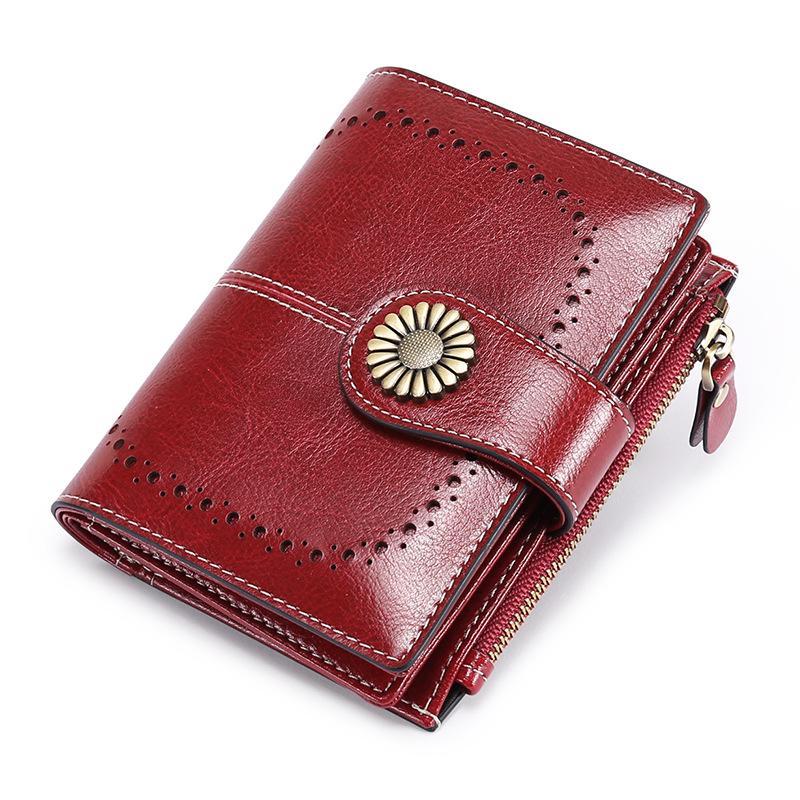Women Wallet Genuine Leather Bifold Purse