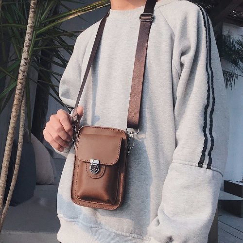 Men's Pocket Leather Small Bag Outdoor Leisure Mini Bag