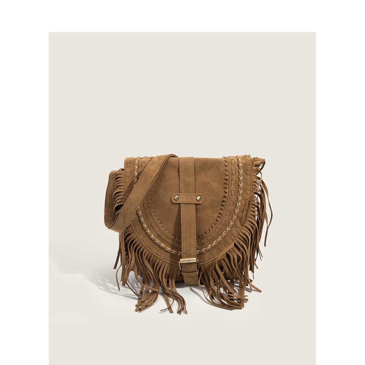 Women's Tassel Bag Women's Retro Khaki National Style Messenger Bag